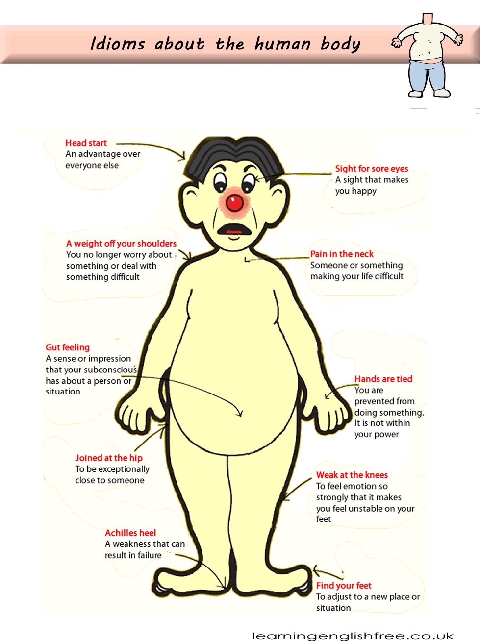 This lesson provides a comprehensive guide to understanding and using idioms related to the human body in English. It explains ten common idioms with examples and tips for remembering and applying them in everyday conversations. The lesson is designed to be accessible for English learners of all levels, enhancing their language skills with these colourful expressions.
