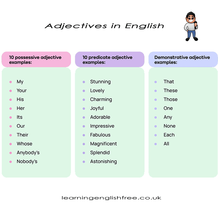 Examples of adjectives in English