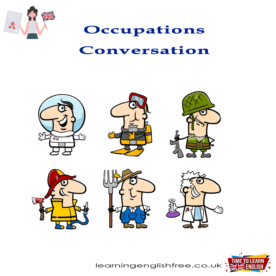 A friendly and colourful image showcasing three friends engaged in a conversation about their occupations, highlighting key phrases and vocabulary related to jobs and career aspirations.